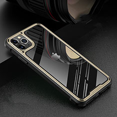 Funda Bumper Lujo Marco de Aluminio Espejo 360 Grados Carcasa T03 para Apple iPhone 11 Pro Max Oro