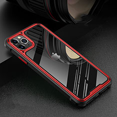 Funda Bumper Lujo Marco de Aluminio Espejo 360 Grados Carcasa T03 para Apple iPhone 11 Pro Max Rojo