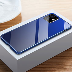 Funda Bumper Lujo Marco de Aluminio Espejo 360 Grados Carcasa T03 para Apple iPhone 12 Mini Azul