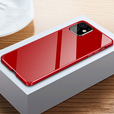 Funda Bumper Lujo Marco de Aluminio Espejo 360 Grados Carcasa T03 para Apple iPhone 12 Mini Rojo