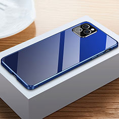 Funda Bumper Lujo Marco de Aluminio Espejo 360 Grados Carcasa T03 para Apple iPhone 12 Pro Azul