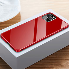 Funda Bumper Lujo Marco de Aluminio Espejo 360 Grados Carcasa T03 para Apple iPhone 12 Pro Max Rojo
