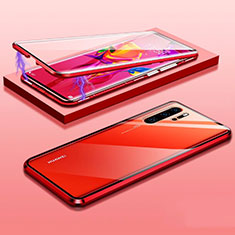 Funda Bumper Lujo Marco de Aluminio Espejo 360 Grados Carcasa T03 para Huawei P30 Pro New Edition Rojo