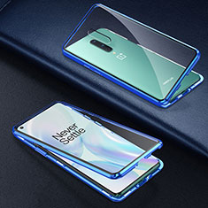 Funda Bumper Lujo Marco de Aluminio Espejo 360 Grados Carcasa T03 para OnePlus 8 Azul