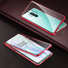 Funda Bumper Lujo Marco de Aluminio Espejo 360 Grados Carcasa T03 para OnePlus 8 Pro Rojo