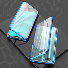 Funda Bumper Lujo Marco de Aluminio Espejo 360 Grados Carcasa T03 para Oppo K1 Azul