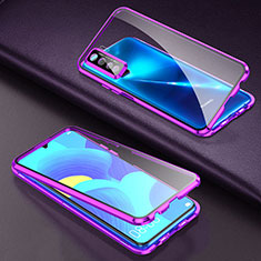 Funda Bumper Lujo Marco de Aluminio Espejo 360 Grados Carcasa T03 para Oppo K7 5G Morado