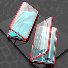 Funda Bumper Lujo Marco de Aluminio Espejo 360 Grados Carcasa T03 para Oppo R15X Rojo