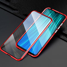 Funda Bumper Lujo Marco de Aluminio Espejo 360 Grados Carcasa T03 para Xiaomi Redmi Note 8 Pro Rojo