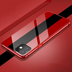 Funda Bumper Lujo Marco de Aluminio Espejo 360 Grados Carcasa T04 para Apple iPhone 11 Rojo