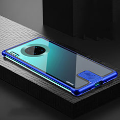 Funda Bumper Lujo Marco de Aluminio Espejo 360 Grados Carcasa T04 para Huawei Mate 30 Azul