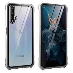 Funda Bumper Lujo Marco de Aluminio Espejo 360 Grados Carcasa T04 para Huawei Nova 5T Plata