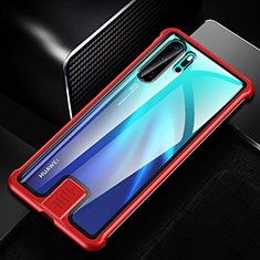 Funda Bumper Lujo Marco de Aluminio Espejo 360 Grados Carcasa T04 para Huawei P30 Pro Rojo