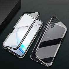 Funda Bumper Lujo Marco de Aluminio Espejo 360 Grados Carcasa T04 para Samsung Galaxy Note 10 5G Negro