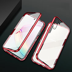 Funda Bumper Lujo Marco de Aluminio Espejo 360 Grados Carcasa T04 para Samsung Galaxy Note 10 5G Rojo