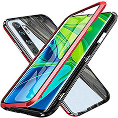 Funda Bumper Lujo Marco de Aluminio Espejo 360 Grados Carcasa T04 para Xiaomi Mi Note 10 Pro Rojo