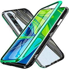 Funda Bumper Lujo Marco de Aluminio Espejo 360 Grados Carcasa T04 para Xiaomi Mi Note 10 Verde