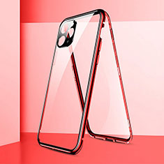 Funda Bumper Lujo Marco de Aluminio Espejo 360 Grados Carcasa T05 para Apple iPhone 11 Pro Max Rojo