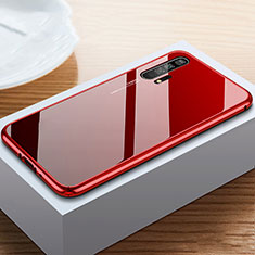 Funda Bumper Lujo Marco de Aluminio Espejo 360 Grados Carcasa T05 para Huawei Honor 20 Pro Rojo y Negro