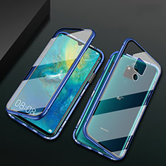 Funda Bumper Lujo Marco de Aluminio Espejo 360 Grados Carcasa T05 para Huawei Mate 20 X 5G Azul