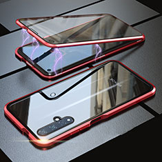 Funda Bumper Lujo Marco de Aluminio Espejo 360 Grados Carcasa T05 para Huawei Nova 5T Rojo