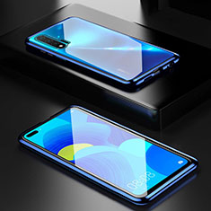 Funda Bumper Lujo Marco de Aluminio Espejo 360 Grados Carcasa T05 para Huawei Nova 6 Azul