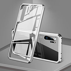 Funda Bumper Lujo Marco de Aluminio Espejo 360 Grados Carcasa T05 para Huawei P30 Pro Blanco