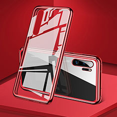Funda Bumper Lujo Marco de Aluminio Espejo 360 Grados Carcasa T05 para Huawei P30 Pro Rojo