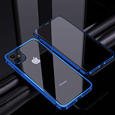 Funda Bumper Lujo Marco de Aluminio Espejo 360 Grados Carcasa T06 para Apple iPhone 12 Azul