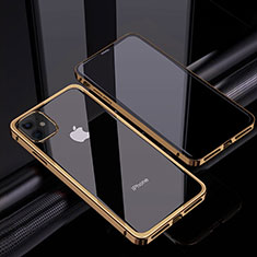 Funda Bumper Lujo Marco de Aluminio Espejo 360 Grados Carcasa T06 para Apple iPhone 12 Mini Oro