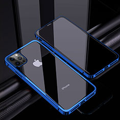 Funda Bumper Lujo Marco de Aluminio Espejo 360 Grados Carcasa T06 para Apple iPhone 12 Pro Max Azul