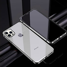 Funda Bumper Lujo Marco de Aluminio Espejo 360 Grados Carcasa T06 para Apple iPhone 12 Pro Max Plata
