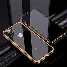 Funda Bumper Lujo Marco de Aluminio Espejo 360 Grados Carcasa T06 para Apple iPhone 12 Pro Oro