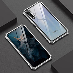 Funda Bumper Lujo Marco de Aluminio Espejo 360 Grados Carcasa T06 para Huawei Nova 5T Plata