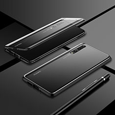 Funda Bumper Lujo Marco de Aluminio Espejo 360 Grados Carcasa T06 para Huawei P20 Pro Negro