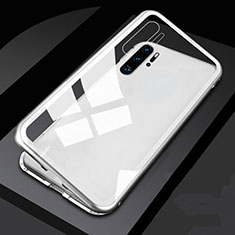 Funda Bumper Lujo Marco de Aluminio Espejo 360 Grados Carcasa T06 para Huawei P30 Pro New Edition Blanco