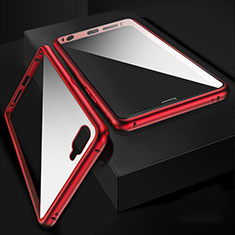 Funda Bumper Lujo Marco de Aluminio Espejo 360 Grados Carcasa T06 para Oppo R15X Rojo