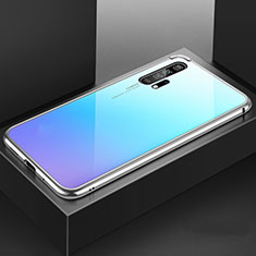 Funda Bumper Lujo Marco de Aluminio Espejo 360 Grados Carcasa T07 para Huawei Honor 20 Pro Azul