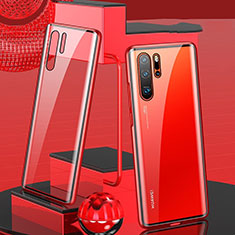 Funda Bumper Lujo Marco de Aluminio Espejo 360 Grados Carcasa T07 para Huawei P30 Pro New Edition Rojo