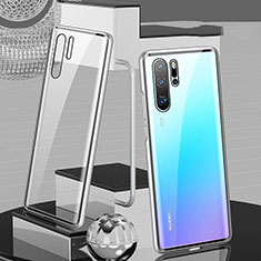 Funda Bumper Lujo Marco de Aluminio Espejo 360 Grados Carcasa T07 para Huawei P30 Pro Plata