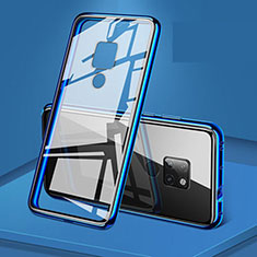 Funda Bumper Lujo Marco de Aluminio Espejo 360 Grados Carcasa T08 para Huawei Mate 20 X 5G Azul