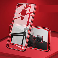 Funda Bumper Lujo Marco de Aluminio Espejo 360 Grados Carcasa T08 para Huawei Mate 20 X 5G Rojo