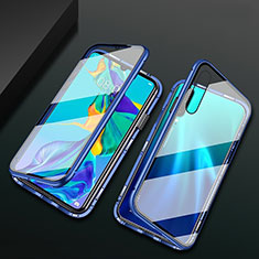 Funda Bumper Lujo Marco de Aluminio Espejo 360 Grados Carcasa T08 para Huawei P30 Azul