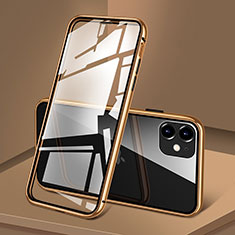 Funda Bumper Lujo Marco de Aluminio Espejo 360 Grados Carcasa T09 para Apple iPhone 11 Oro