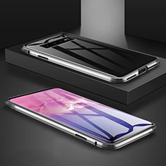 Funda Bumper Lujo Marco de Aluminio Espejo 360 Grados Carcasa T09 para Samsung Galaxy S10 Plus Plata