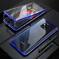 Funda Bumper Lujo Marco de Aluminio Espejo 360 Grados Carcasa T10 para Huawei Mate 20 Pro Azul