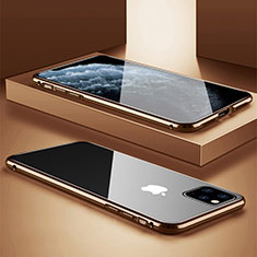 Funda Bumper Lujo Marco de Aluminio Espejo 360 Grados Carcasa T11 para Apple iPhone 11 Pro Max Oro