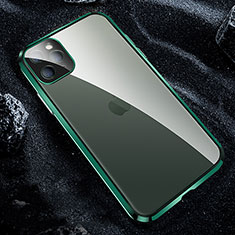 Funda Bumper Lujo Marco de Aluminio Espejo 360 Grados Carcasa T12 para Apple iPhone 11 Pro Max Verde