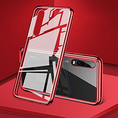 Funda Bumper Lujo Marco de Aluminio Espejo 360 Grados Carcasa T12 para Huawei P30 Rojo
