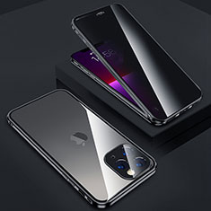 Funda Bumper Lujo Marco de Aluminio Espejo 360 Grados Carcasa Z05 para Apple iPhone 13 Pro Negro